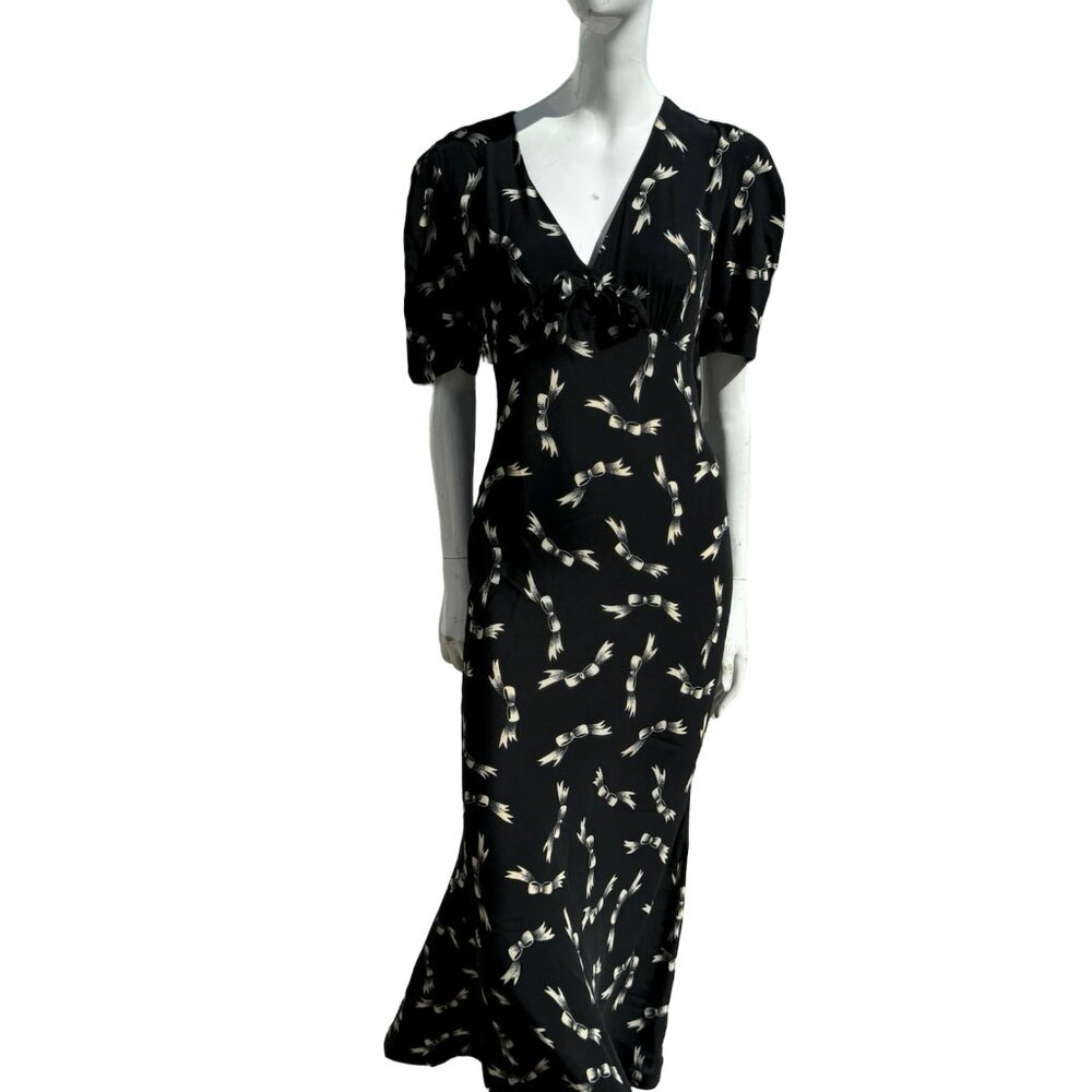 Vintage Betsey Johnson 90'S Does 40's Bias Cut Ribbon Bow Maxi Dress Large - Picture 2 of 14